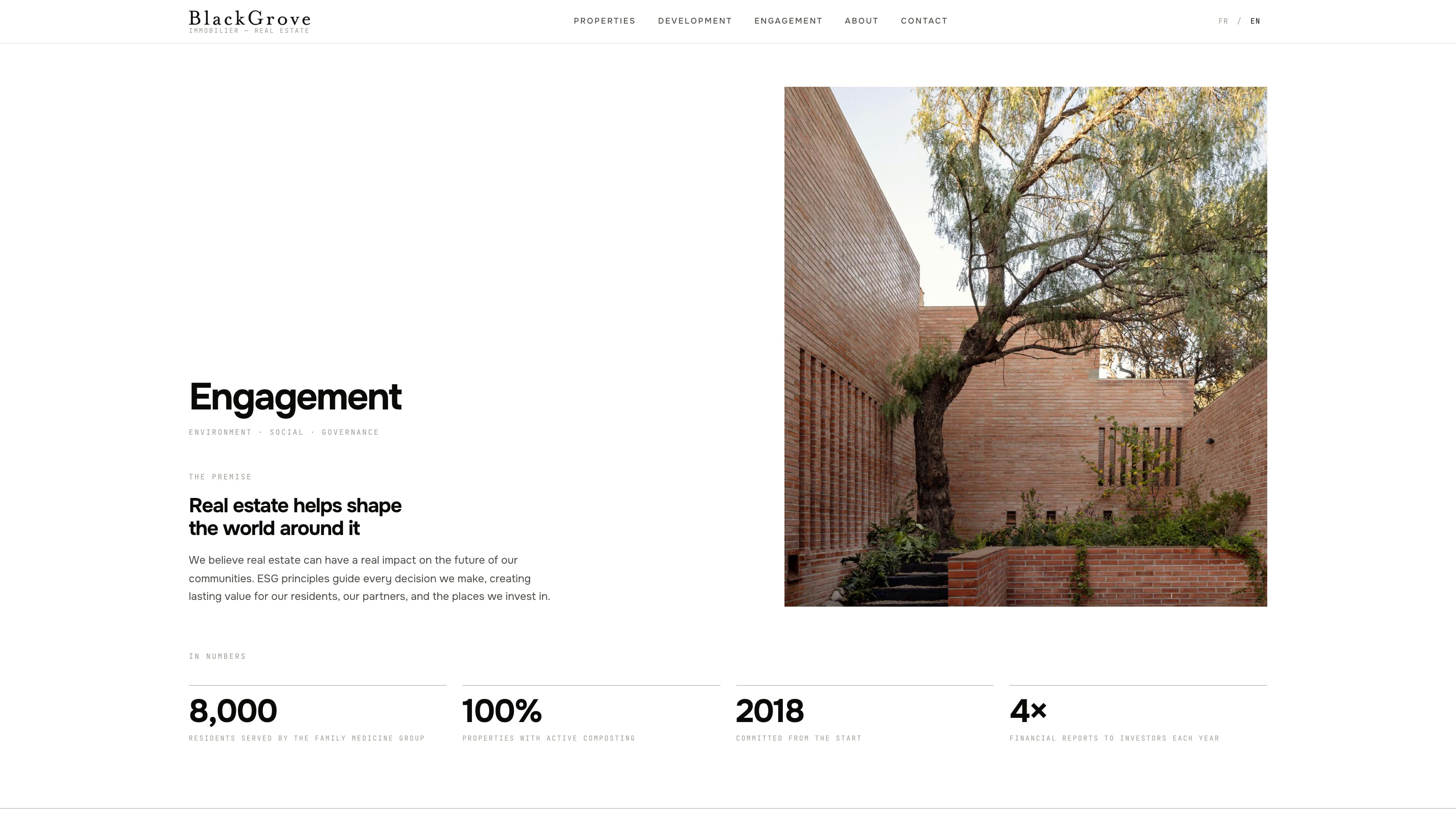 Engagement page of the BlackGrove site